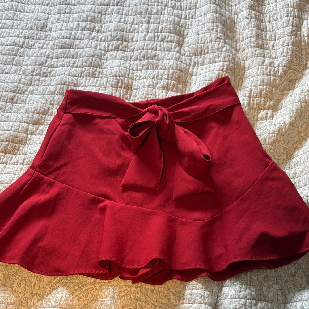 Zara Red Skort with Bow Detail